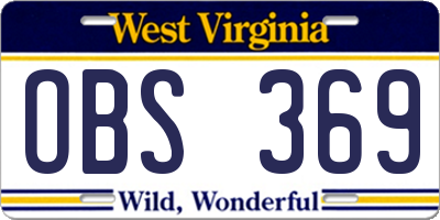 WV license plate OBS369