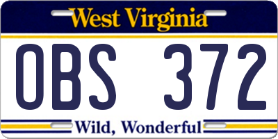 WV license plate OBS372