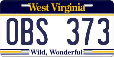 WV license plate OBS373