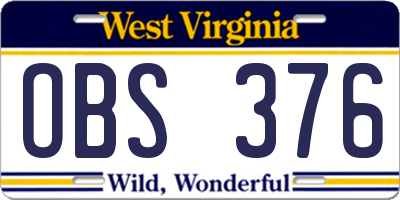 WV license plate OBS376