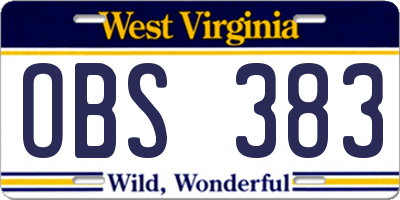 WV license plate OBS383