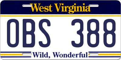 WV license plate OBS388