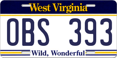 WV license plate OBS393