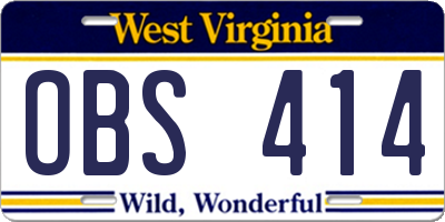 WV license plate OBS414