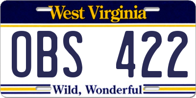 WV license plate OBS422