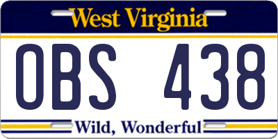 WV license plate OBS438