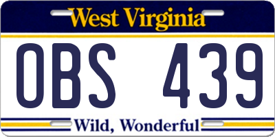 WV license plate OBS439