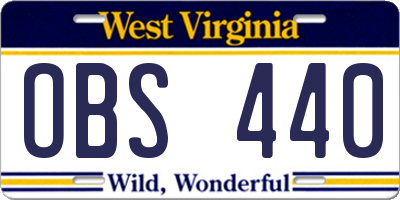 WV license plate OBS440