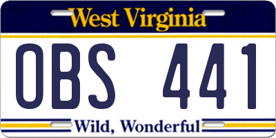 WV license plate OBS441