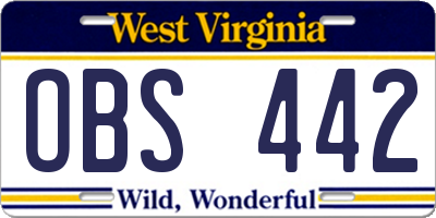 WV license plate OBS442
