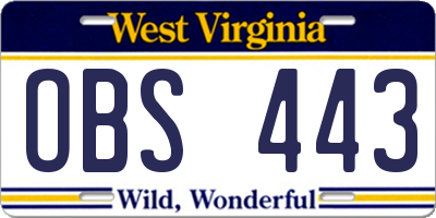 WV license plate OBS443