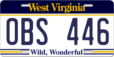 WV license plate OBS446