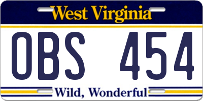 WV license plate OBS454