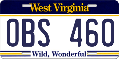 WV license plate OBS460