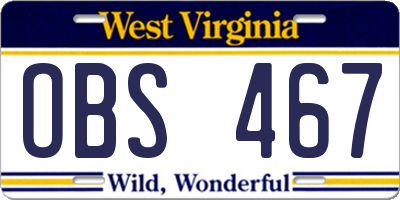 WV license plate OBS467