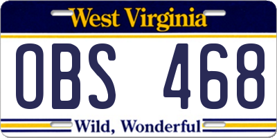 WV license plate OBS468