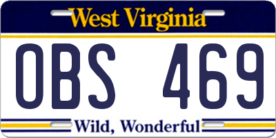 WV license plate OBS469