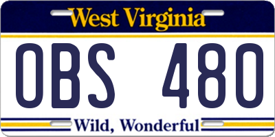 WV license plate OBS480