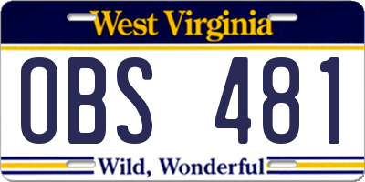 WV license plate OBS481