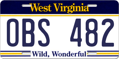 WV license plate OBS482