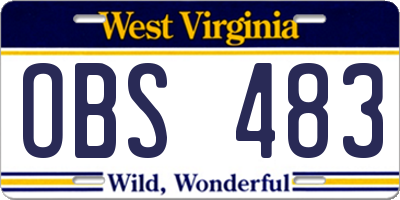WV license plate OBS483