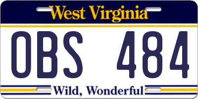 WV license plate OBS484