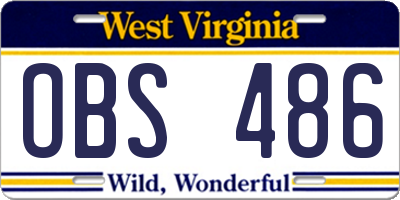 WV license plate OBS486