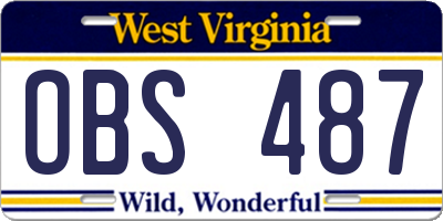 WV license plate OBS487