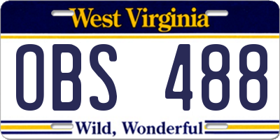 WV license plate OBS488