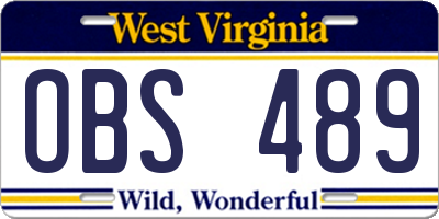 WV license plate OBS489