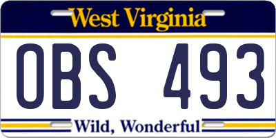 WV license plate OBS493