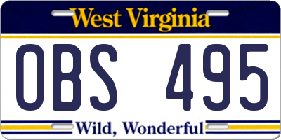 WV license plate OBS495