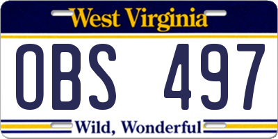 WV license plate OBS497