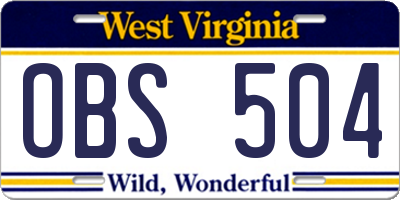 WV license plate OBS504