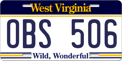 WV license plate OBS506