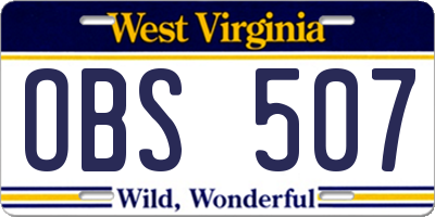 WV license plate OBS507