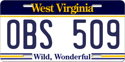 WV license plate OBS509