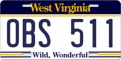 WV license plate OBS511