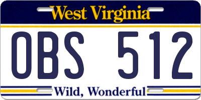 WV license plate OBS512