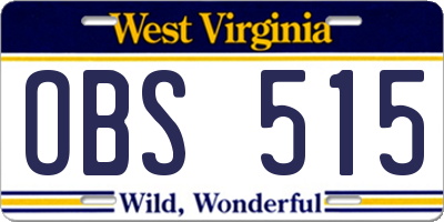 WV license plate OBS515