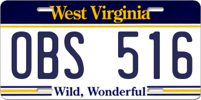 WV license plate OBS516