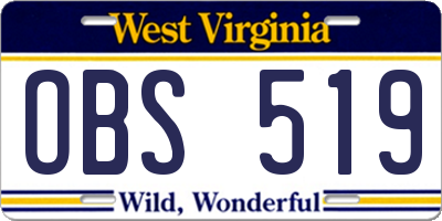 WV license plate OBS519