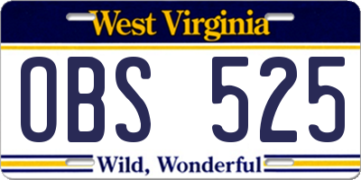 WV license plate OBS525