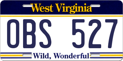 WV license plate OBS527