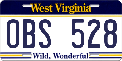 WV license plate OBS528