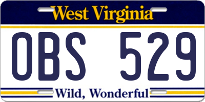 WV license plate OBS529