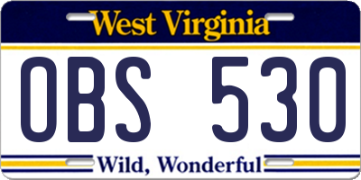 WV license plate OBS530