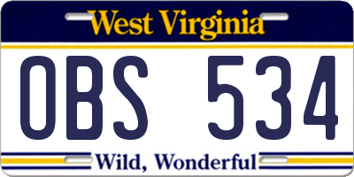 WV license plate OBS534