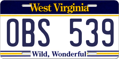 WV license plate OBS539
