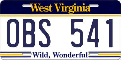 WV license plate OBS541